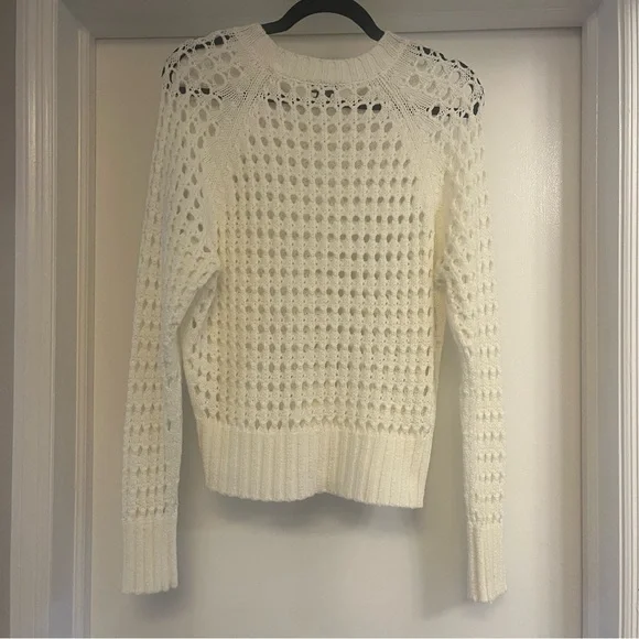 Point Sur (J. Crew) - Open-Knit Crochet Crewneck Sweater - size M - white - Picture 2 of 5
